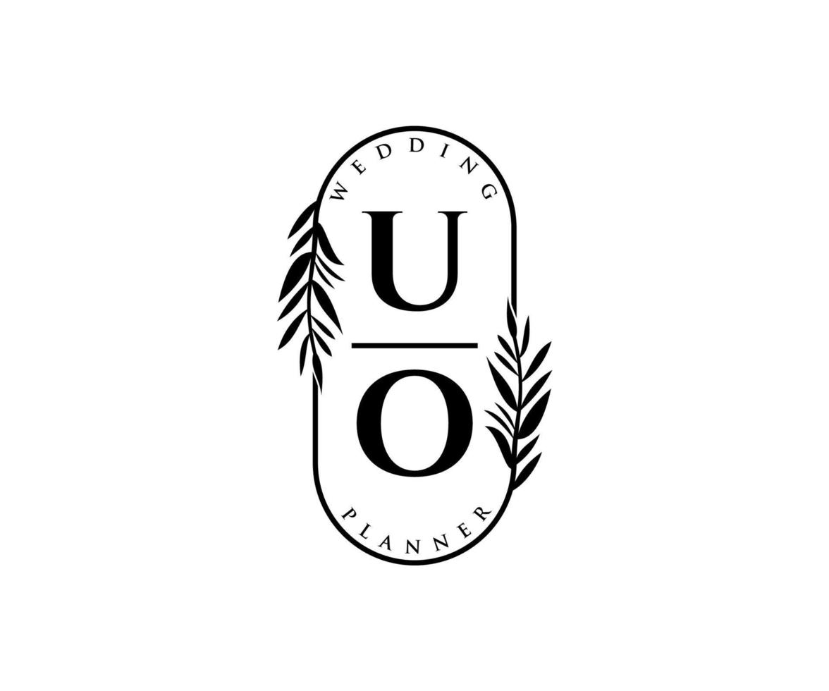 uo initialen brief bruiloft monogram logos verzameling, hand- getrokken modern minimalistisch en bloemen Sjablonen voor uitnodiging kaarten, opslaan de datum, elegant identiteit voor restaurant, boetiek, cafe in vector