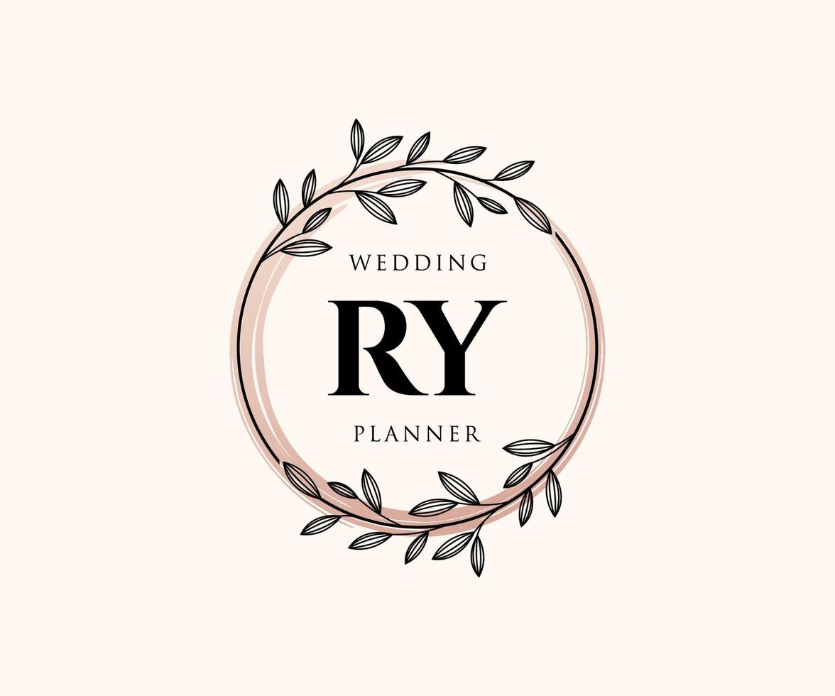 ry initialen brief bruiloft monogram logos verzameling, hand- getrokken modern minimalistisch en bloemen Sjablonen voor uitnodiging kaarten, opslaan de datum, elegant identiteit voor restaurant, boetiek, cafe in vector