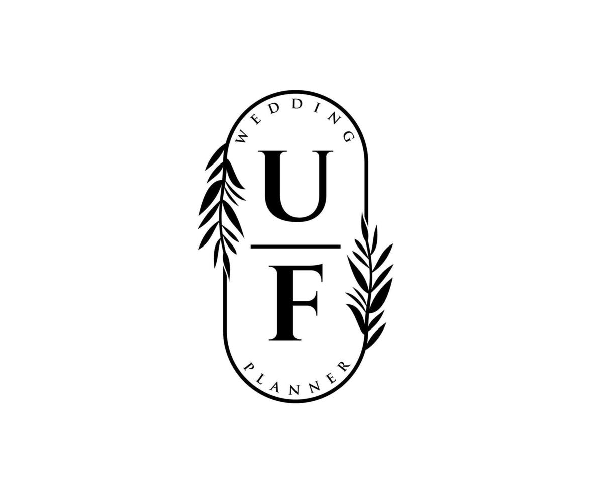 uf initialen brief bruiloft monogram logos verzameling, hand- getrokken modern minimalistisch en bloemen Sjablonen voor uitnodiging kaarten, opslaan de datum, elegant identiteit voor restaurant, boetiek, cafe in vector