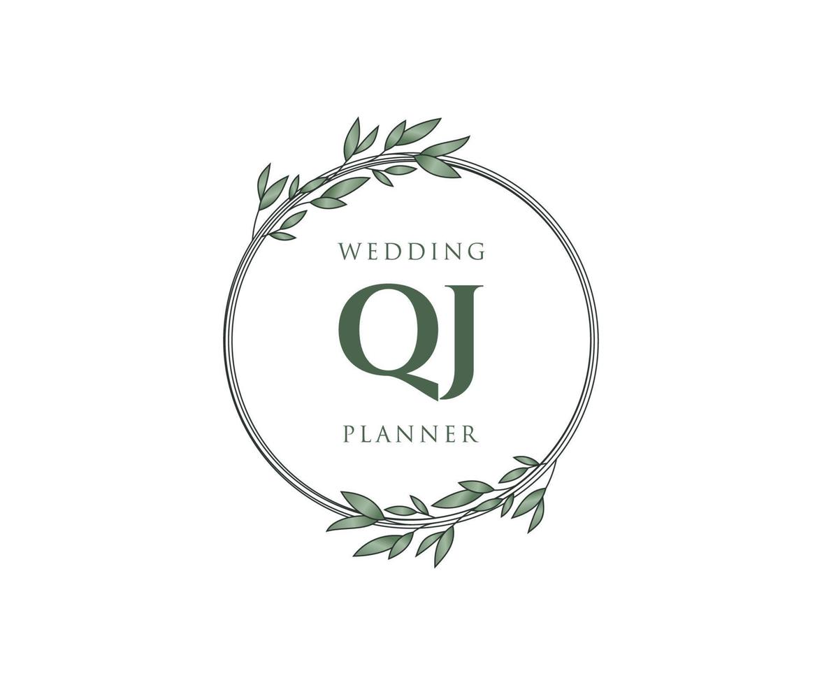 qj initialen brief bruiloft monogram logos verzameling, hand- getrokken modern minimalistisch en bloemen Sjablonen voor uitnodiging kaarten, opslaan de datum, elegant identiteit voor restaurant, boetiek, cafe in vector