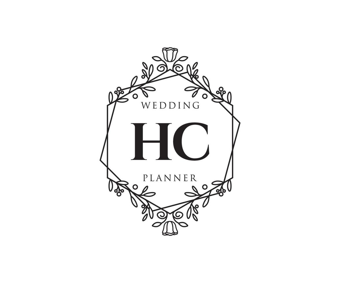 hc initialen brief bruiloft monogram logos verzameling, hand- getrokken modern minimalistisch en bloemen Sjablonen voor uitnodiging kaarten, opslaan de datum, elegant identiteit voor restaurant, boetiek, cafe in vector