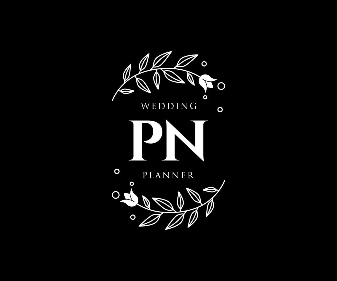 pn initialen brief bruiloft monogram logos verzameling, hand- getrokken modern minimalistisch en bloemen Sjablonen voor uitnodiging kaarten, opslaan de datum, elegant identiteit voor restaurant, boetiek, cafe in vector