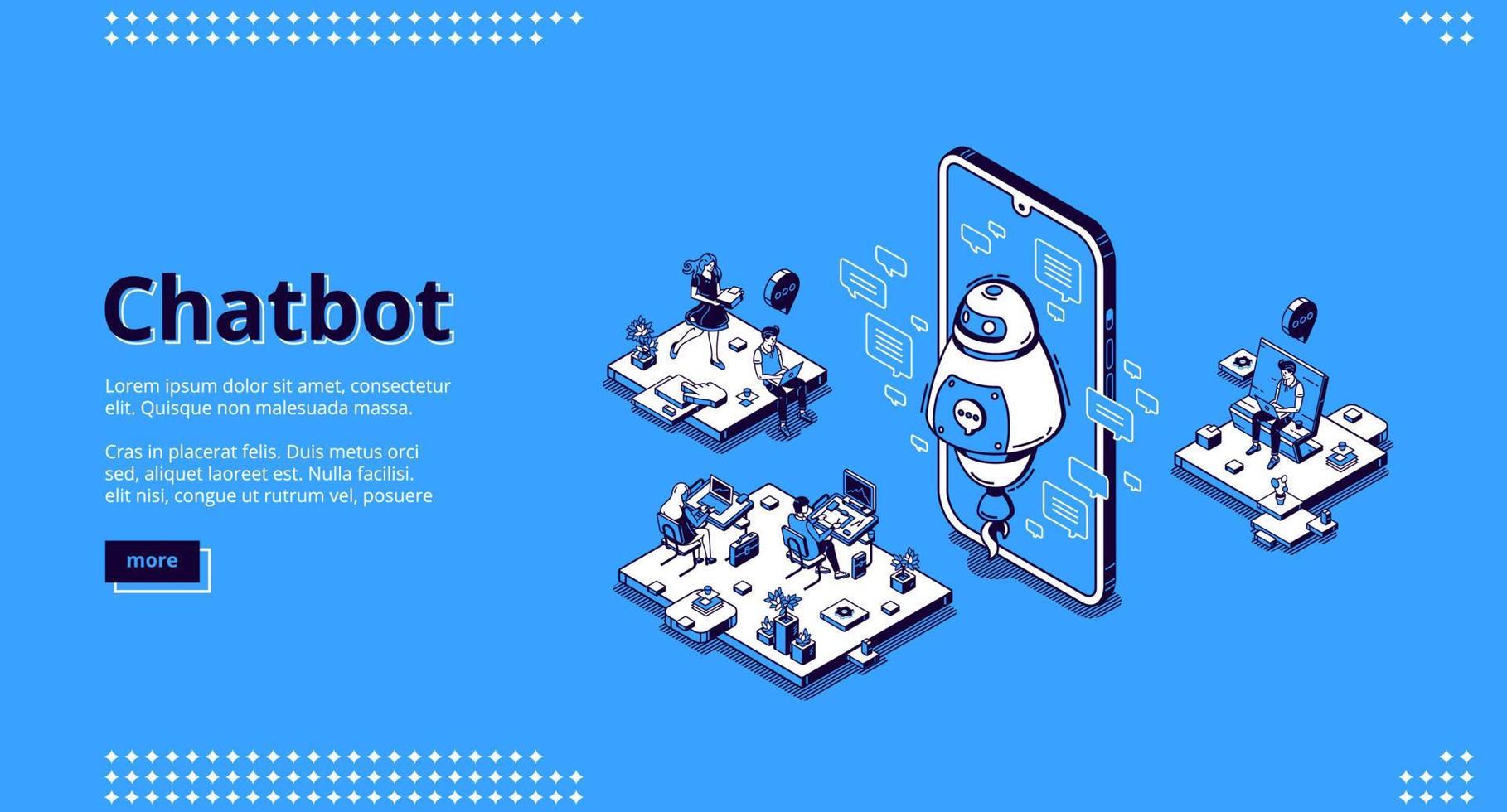 Chatbot robot ondersteuning mensen in kantoor vector