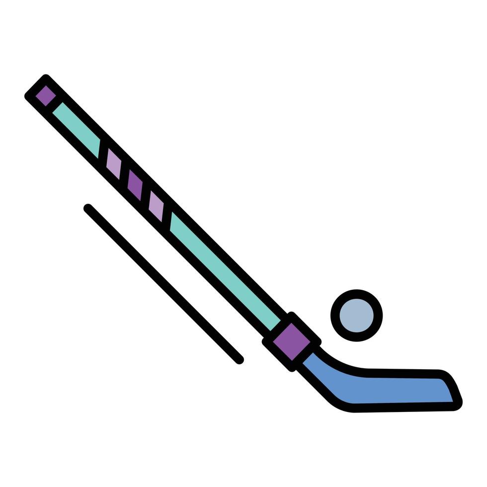 hockey puck en stok icoon kleur schets vector