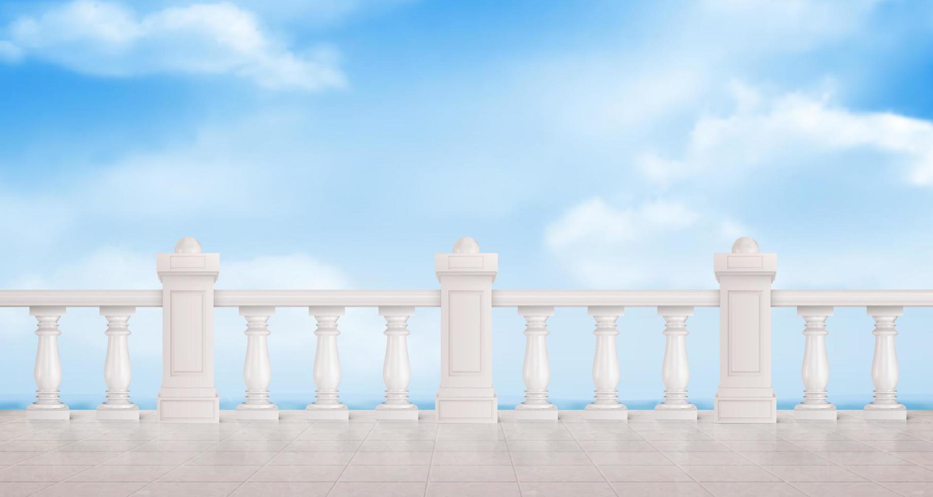marmeren balustrade Aan blauw bewolkt lucht achtergrond vector