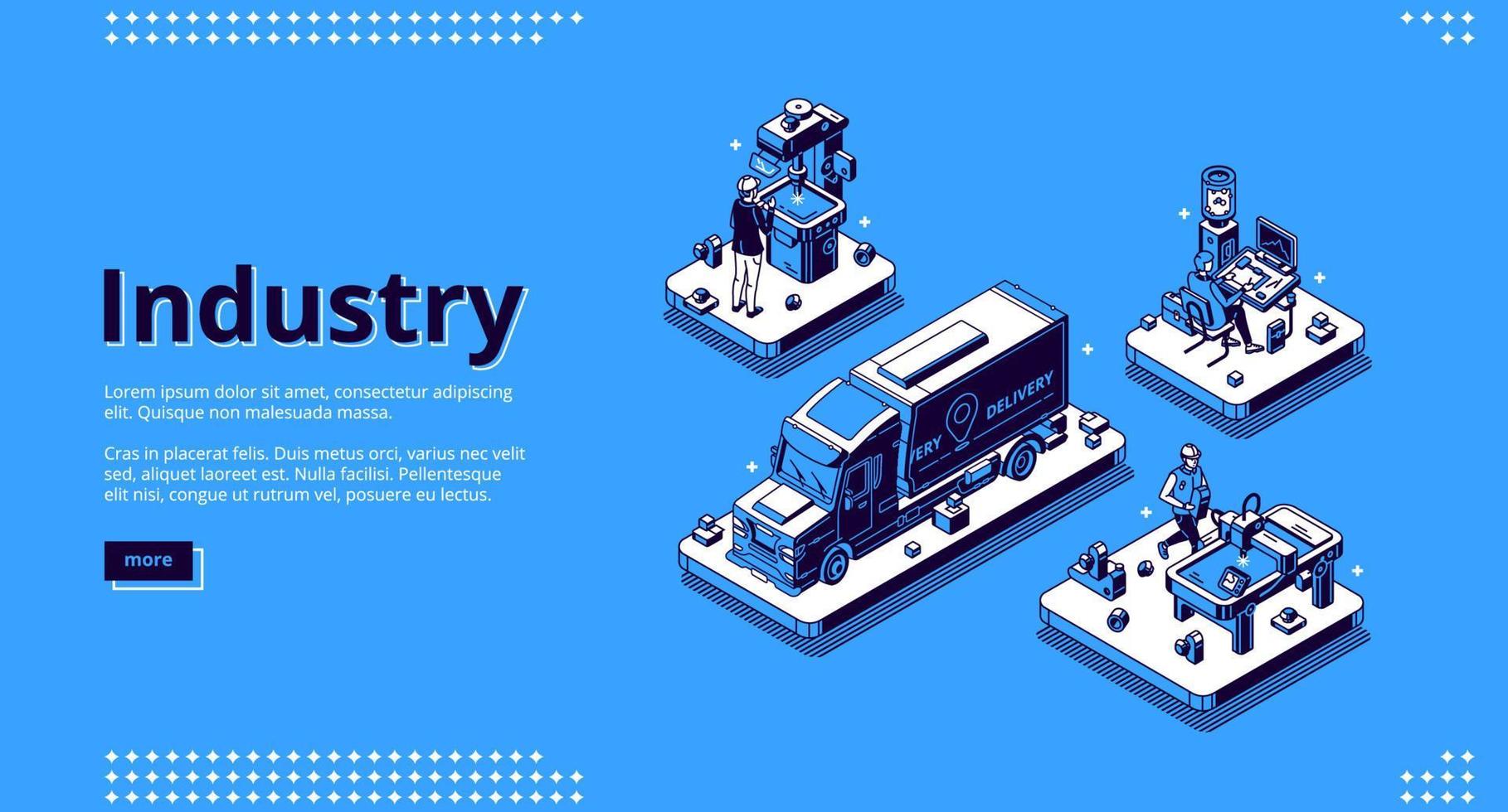 industrie isometrische landen bladzijde, fabricage vector