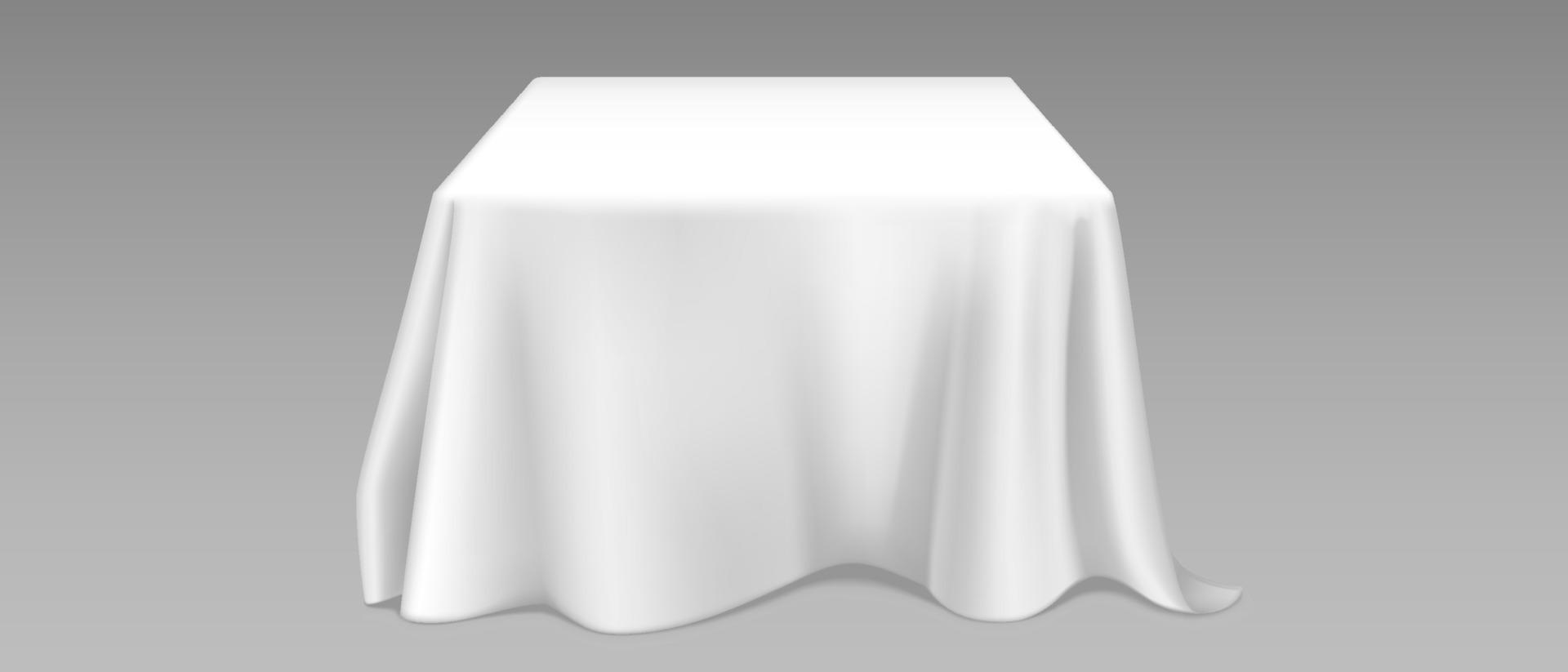 vector realistisch wit tafelkleed Aan plein tafel
