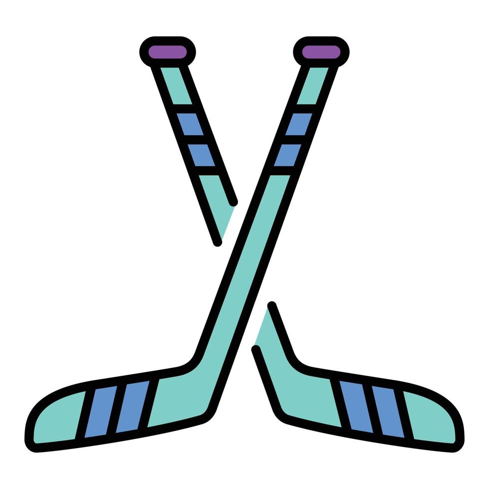 gekruiste hockey stok icoon kleur schets vector