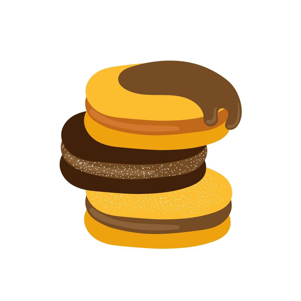 stack van koekjes alfajor de maicena, traditioneel chileens belegd broodje koekjes gevulde met dulce de leche of chocola. geïsoleerd vector klem kunst