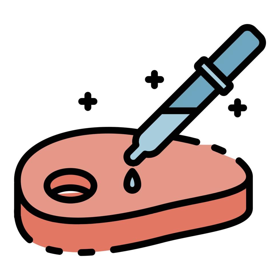 vlees met een pipet icoon kleur schets vector