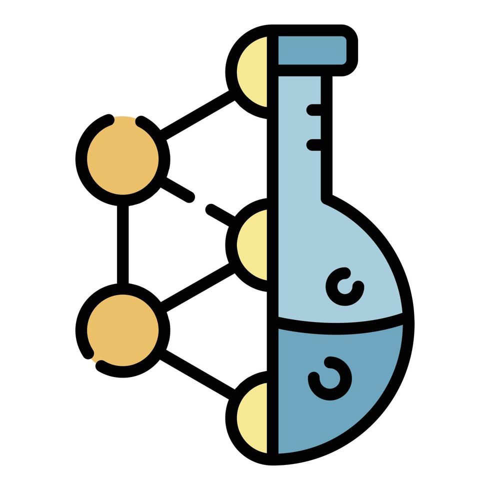 moleculair traliewerk en fles icoon kleur schets vector