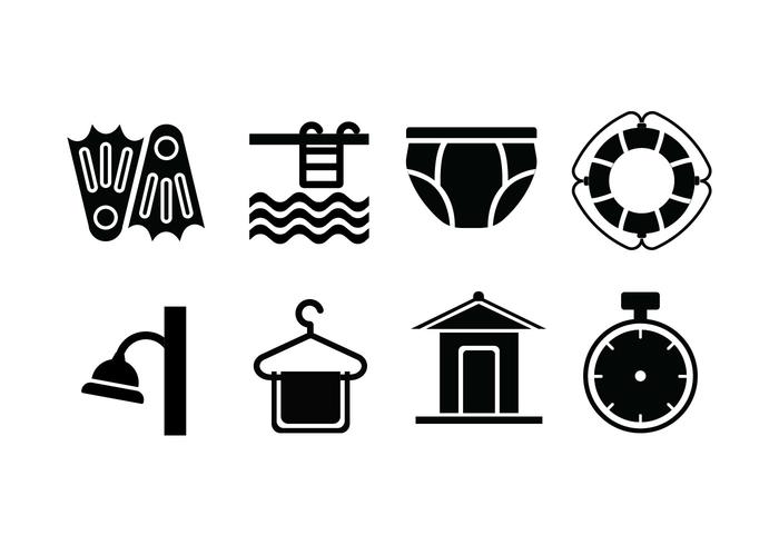 Zwembad set iconen vector