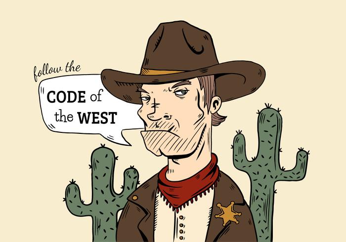 Bad Boy Cowboy Met Cactus En Wild West Citaat vector