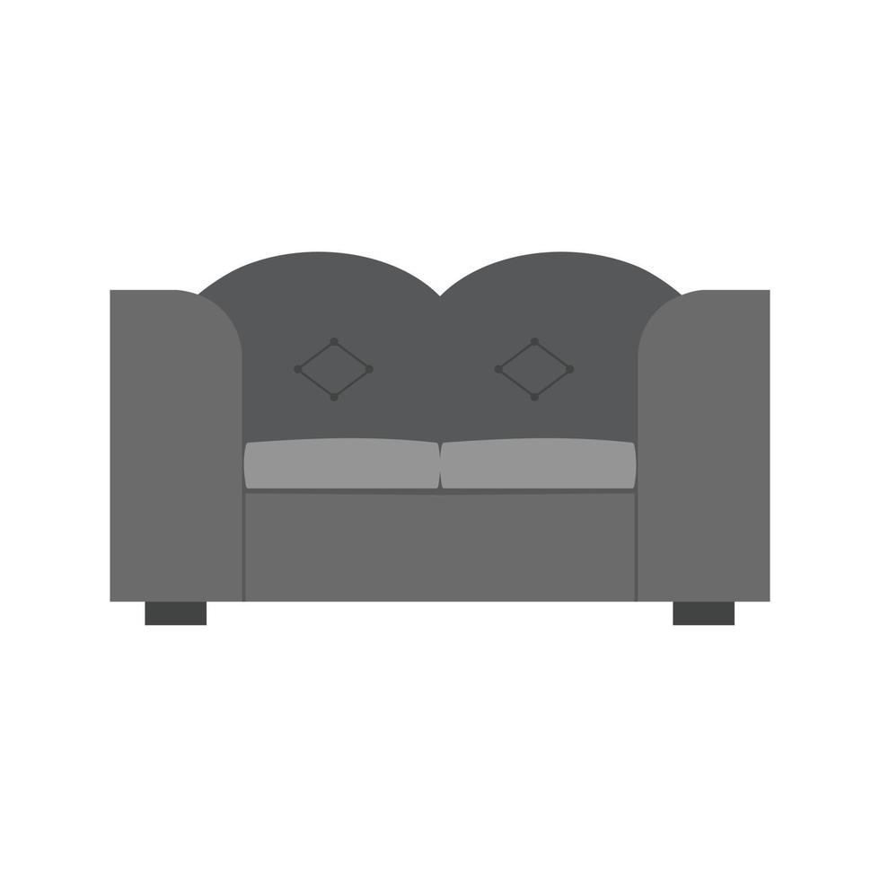 dubbele sofa vlak grijswaarden icoon vector