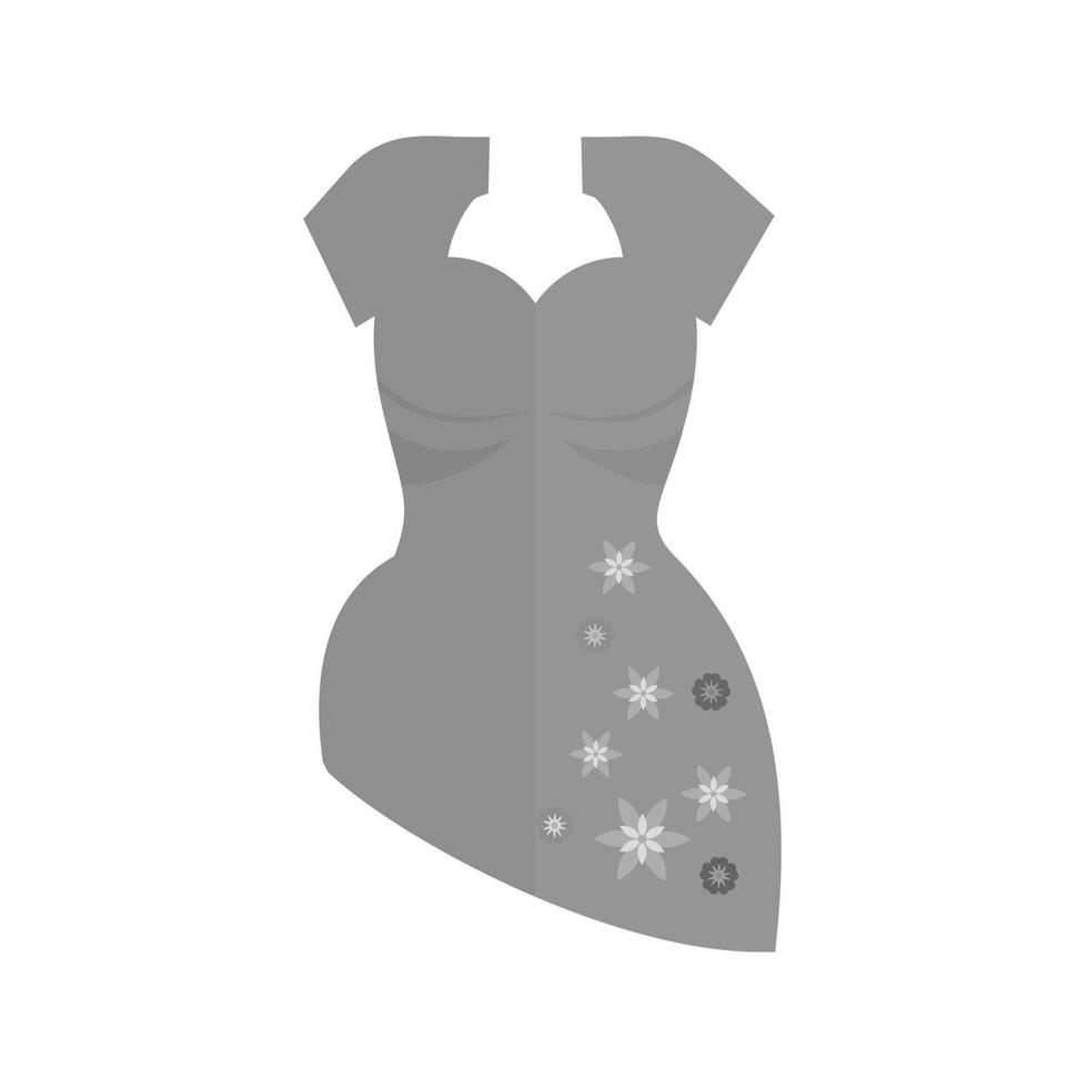cocktail jurk vlak grijswaarden icoon vector