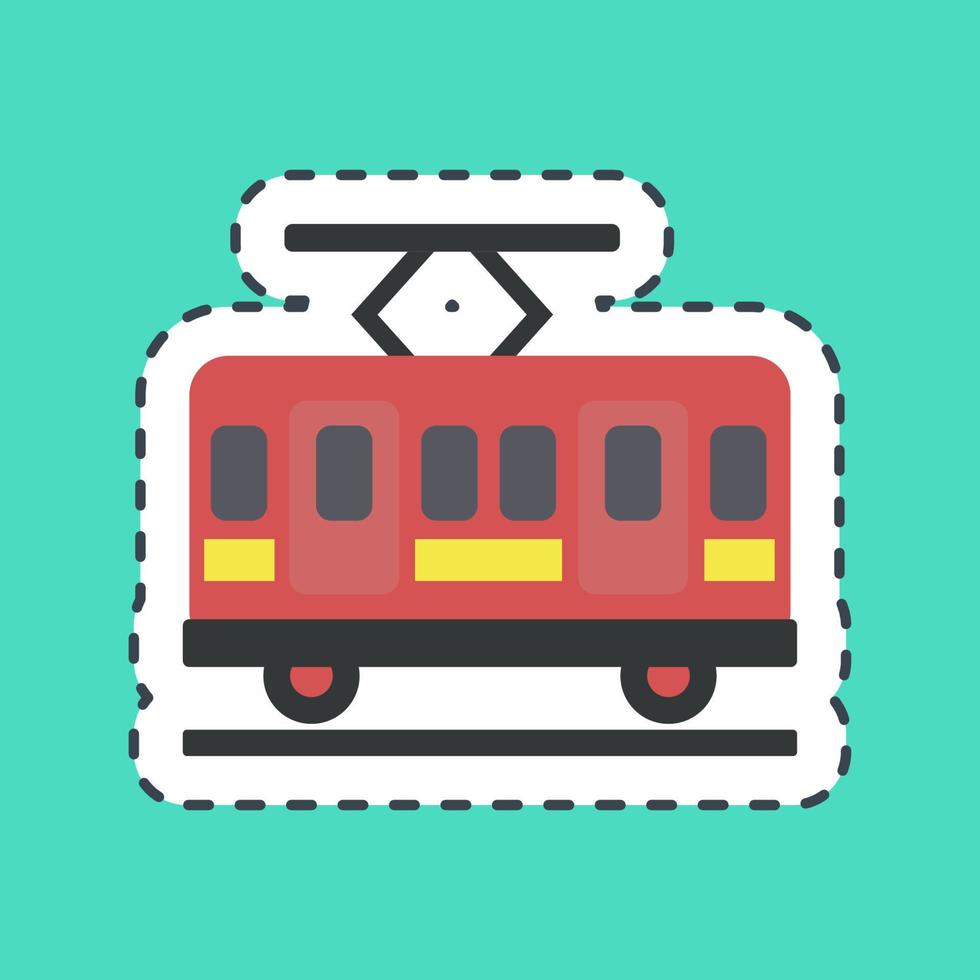 sticker lijn besnoeiing tram. vervoer elementen. mooi zo voor afdrukken, affiches, logo, teken, advertentie, enz. vector