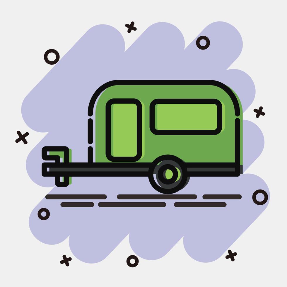 icoon caravan. vervoer elementen. pictogrammen in grappig stijl. mooi zo voor afdrukken, affiches, logo, teken, advertentie, enz. vector