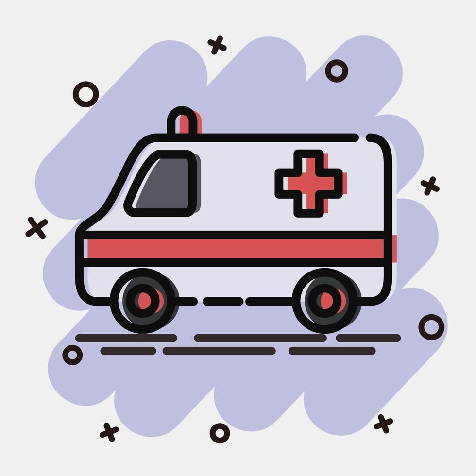 icoon ambulance. vervoer elementen. pictogrammen in grappig stijl. mooi zo voor afdrukken, affiches, logo, teken, advertentie, enz. vector