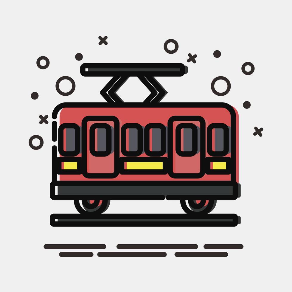 icoon tram. vervoer elementen. pictogrammen in mbe stijl. mooi zo voor afdrukken, affiches, logo, teken, advertentie, enz. vector