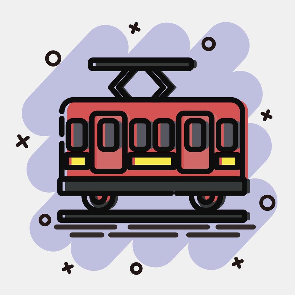 icoon tram. vervoer elementen. pictogrammen in grappig stijl. mooi zo voor afdrukken, affiches, logo, teken, advertentie, enz. vector