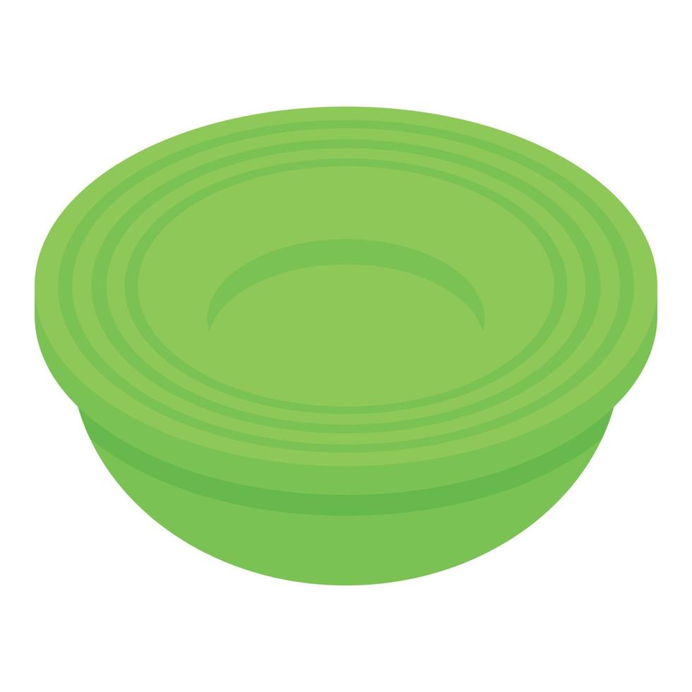 groen soep bord icoon, isometrische stijl vector