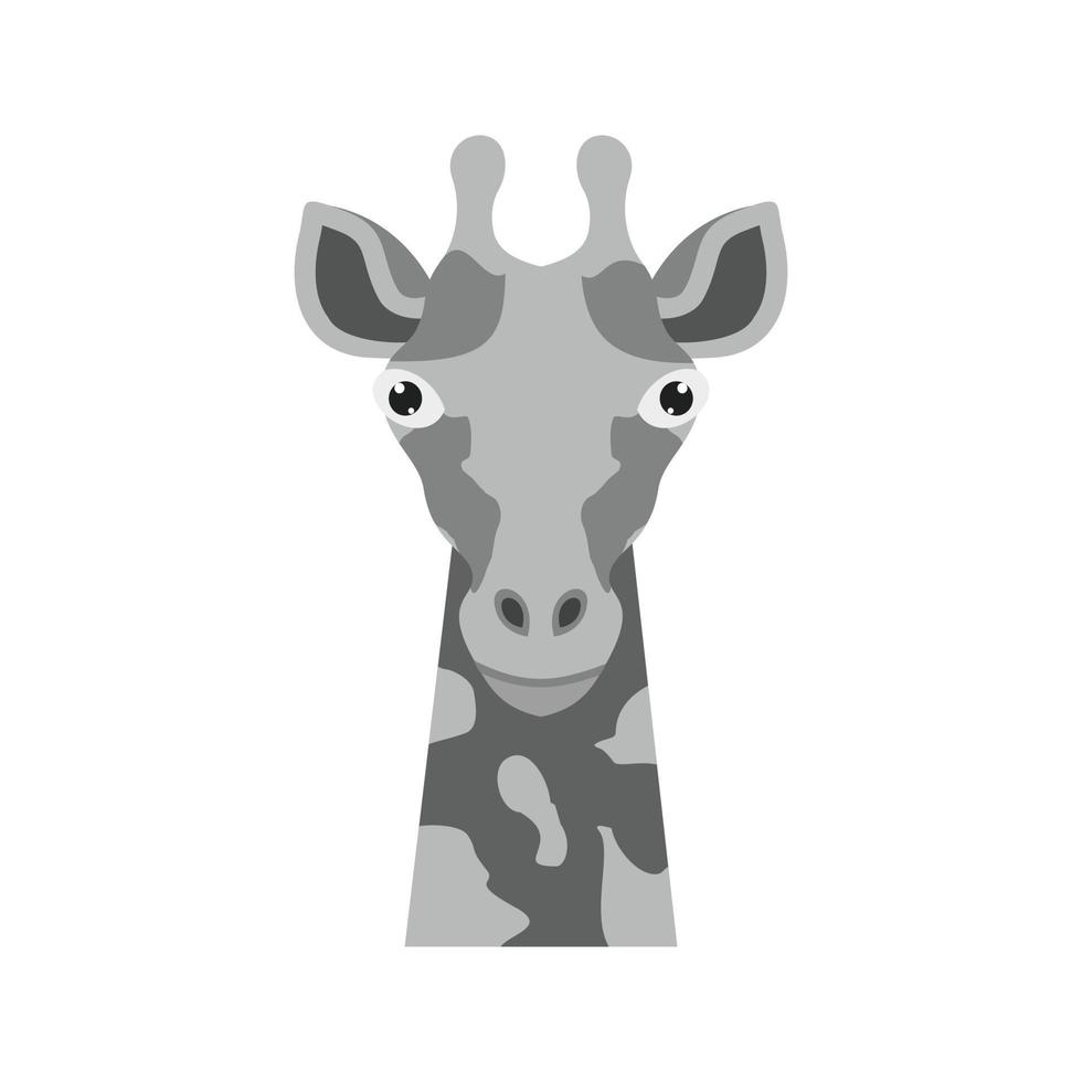 giraffe gezicht vlak grijswaarden icoon vector