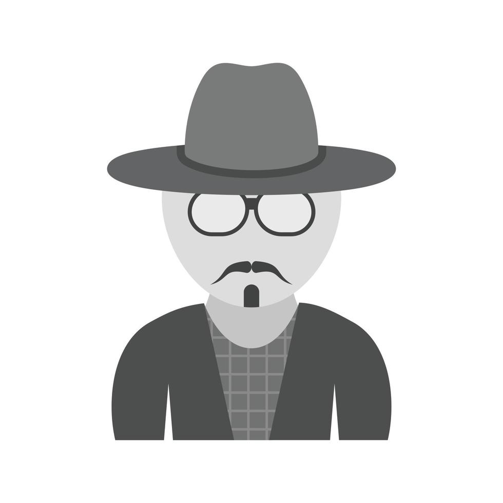 hipster Mens in tinten vlak grijswaarden icoon vector