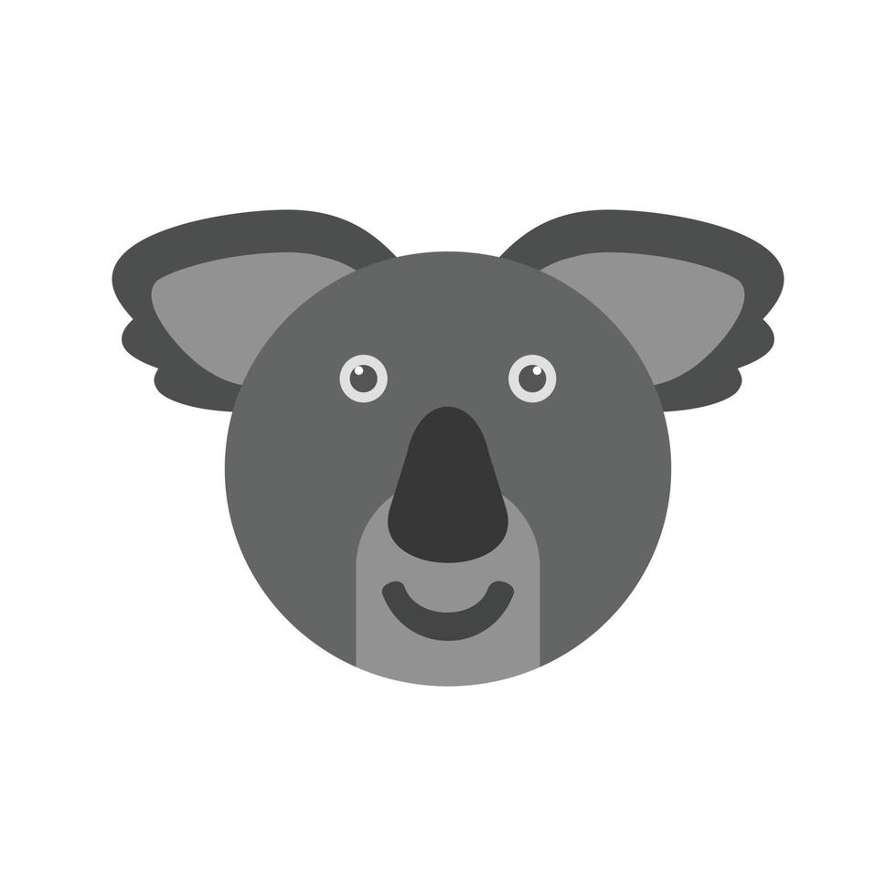 koala beer gezicht vlak grijswaarden icoon vector