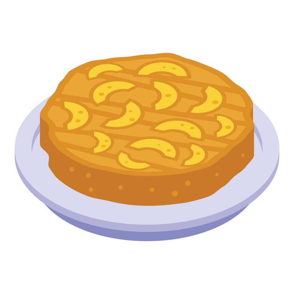 bakkerij appel taart icoon, isometrische stijl vector