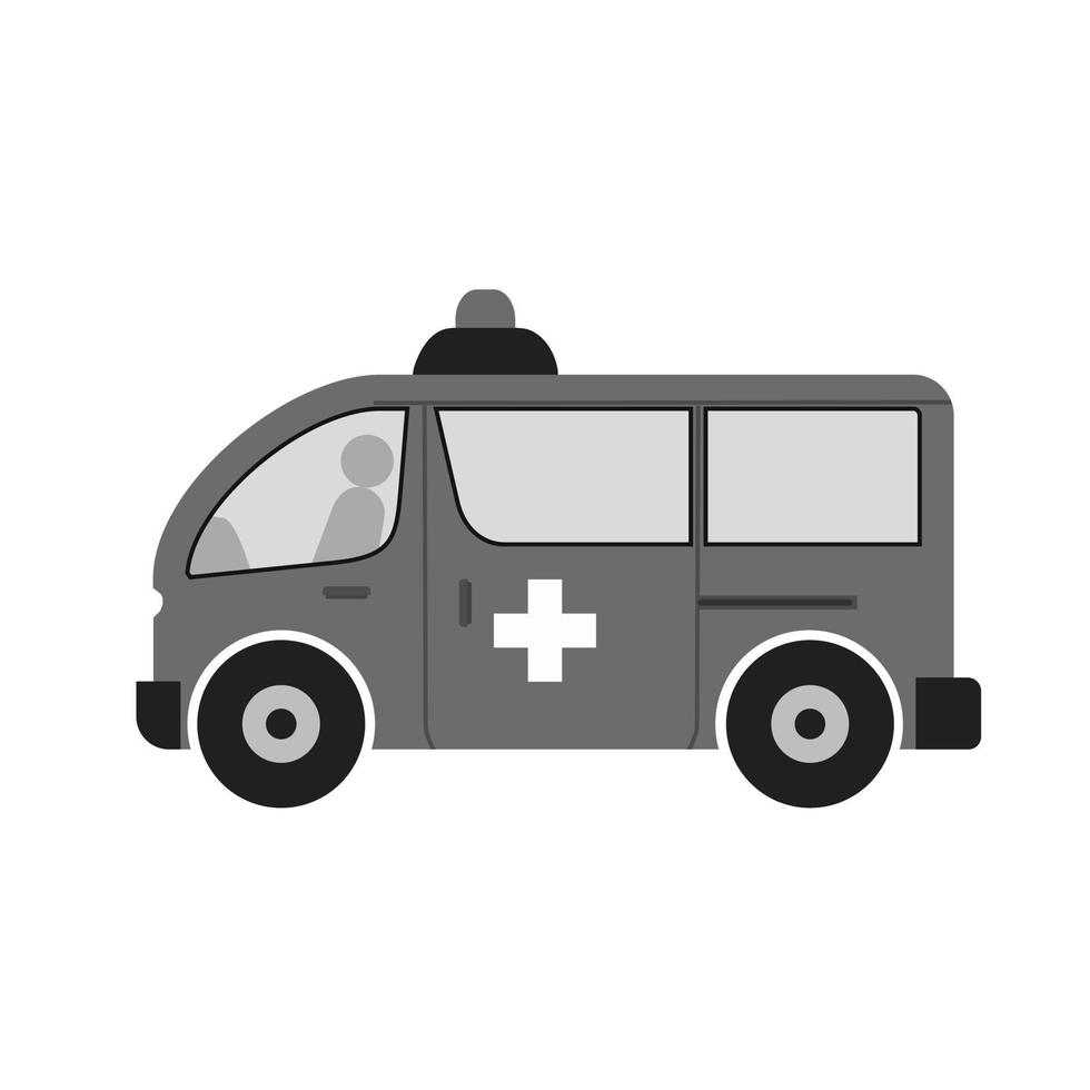 ambulance vlak grijswaarden icoon vector