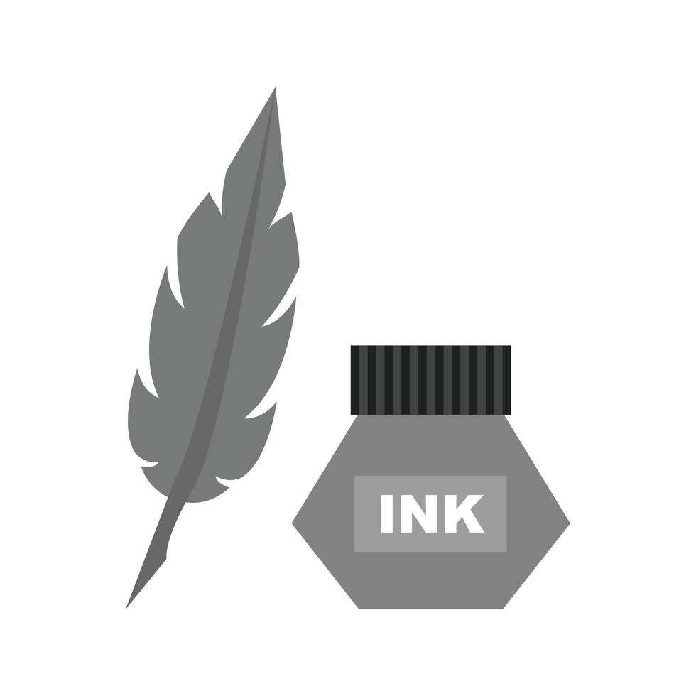 inkt en pen vlak grijswaarden icoon vector