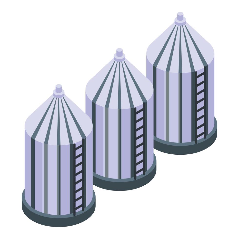 boerderij zuivel containers icoon, isometrische stijl vector