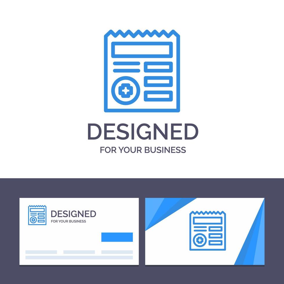 creatief bedrijf kaart en logo sjabloon eenvoudig document ui medisch vector illustratie