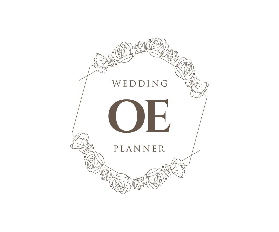 oe initialen brief bruiloft monogram logos verzameling, hand- getrokken modern minimalistisch en bloemen Sjablonen voor uitnodiging kaarten, opslaan de datum, elegant identiteit voor restaurant, boetiek, cafe in vector