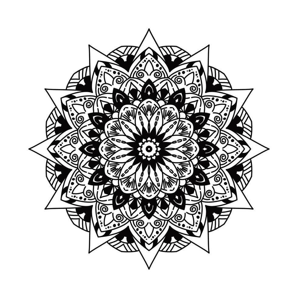 zwarte mandala voor ontwerp. mandala cirkelvormig patroonontwerp voor henna, mehndi, tatoeage, decoratie. decoratief ornament in etnische oosterse stijl. kleurboek pagina. vector