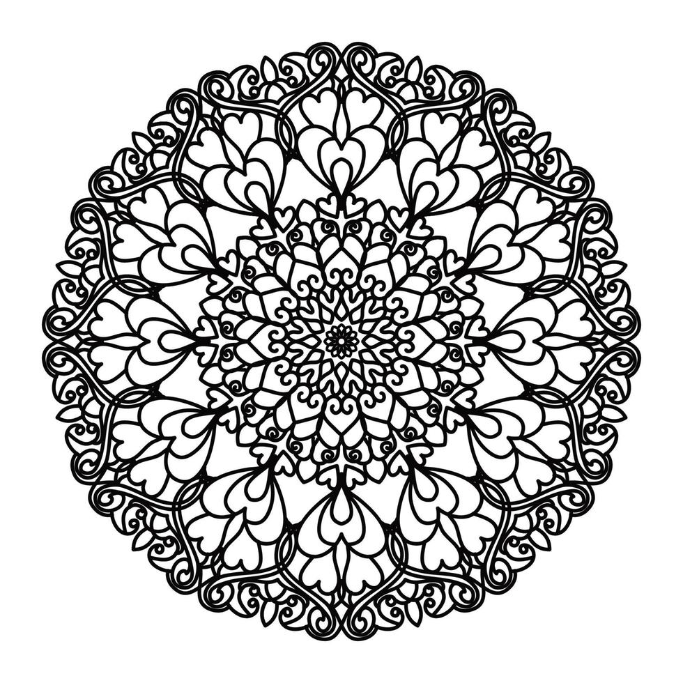 zwarte mandala voor ontwerp. mandala cirkelvormig patroonontwerp voor henna, mehndi, tatoeage, decoratie. decoratief ornament in etnische oosterse stijl. kleurboek pagina. vector