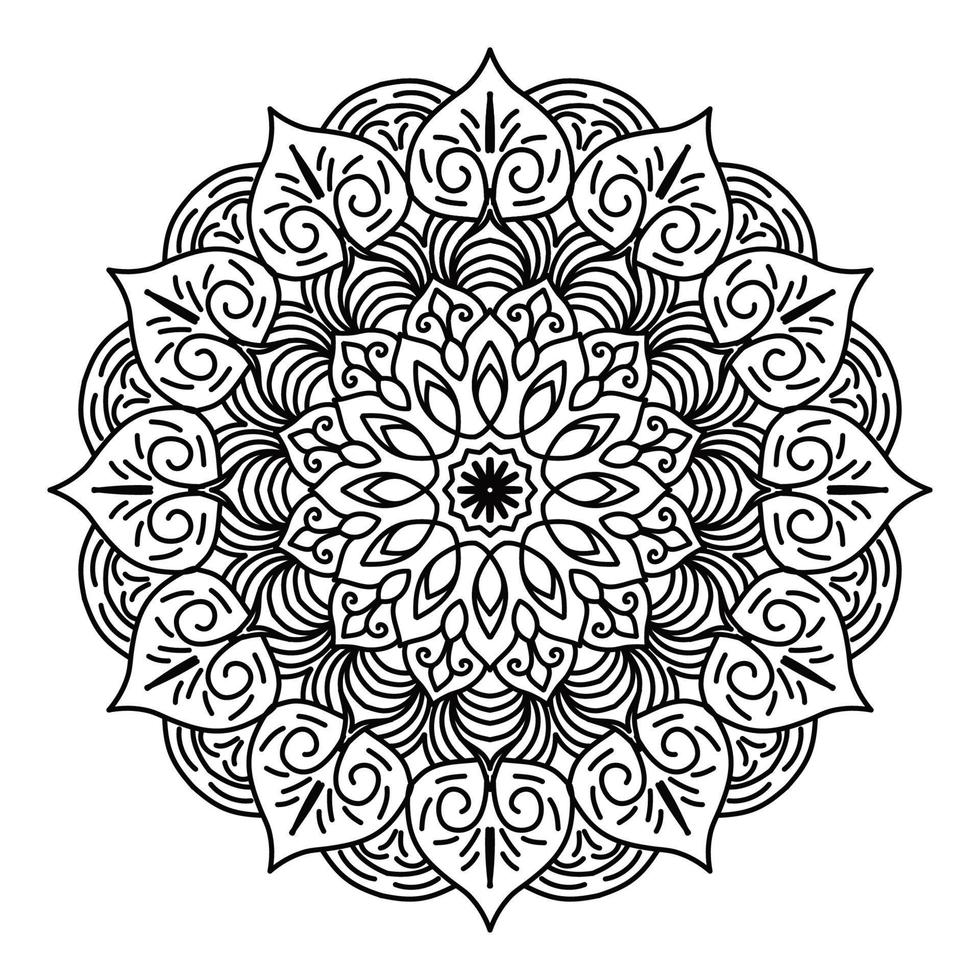 zwarte mandala voor ontwerp. mandala cirkelvormig patroonontwerp voor henna, mehndi, tatoeage, decoratie. decoratief ornament in etnische oosterse stijl. kleurboek pagina. vector