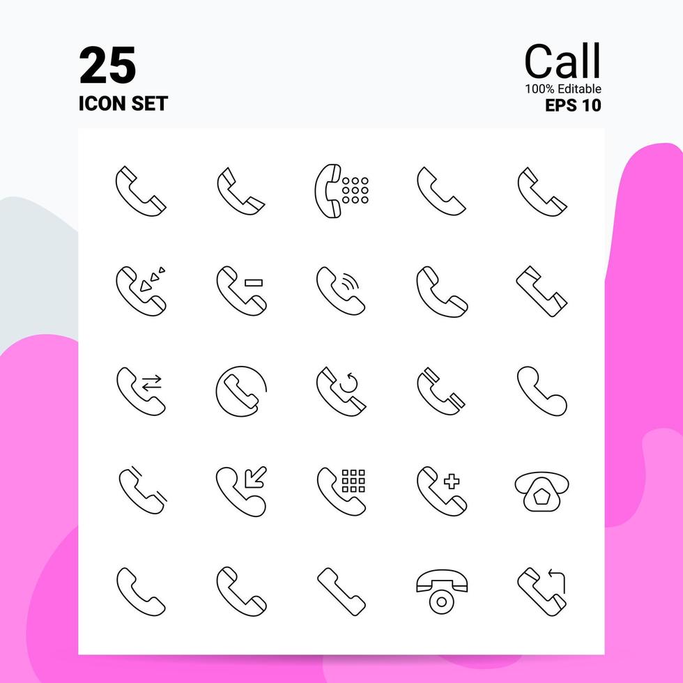 25 telefoontje icoon reeks 100 bewerkbare eps 10 bestanden bedrijf logo concept ideeën lijn icoon ontwerp vector