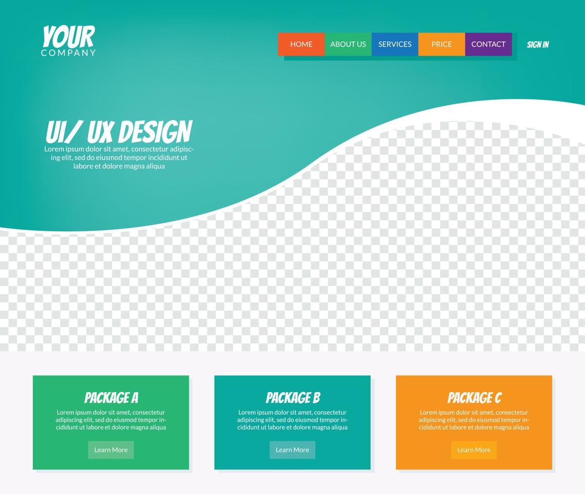 ui-ux ontwerp sjabloon voor school- of kinderen website vector