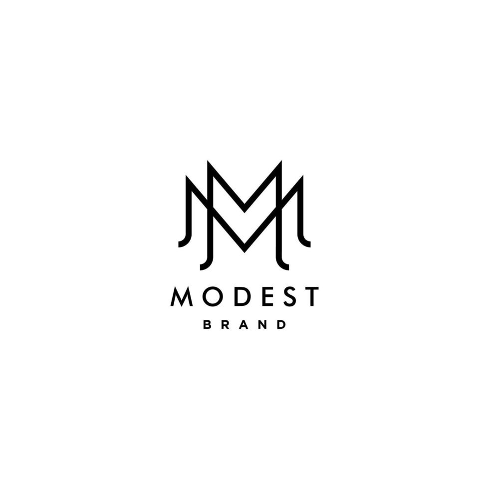 m logotype icoon mm logo met kroon element symbool in modieus minimaal elegant en luxe stijl vector