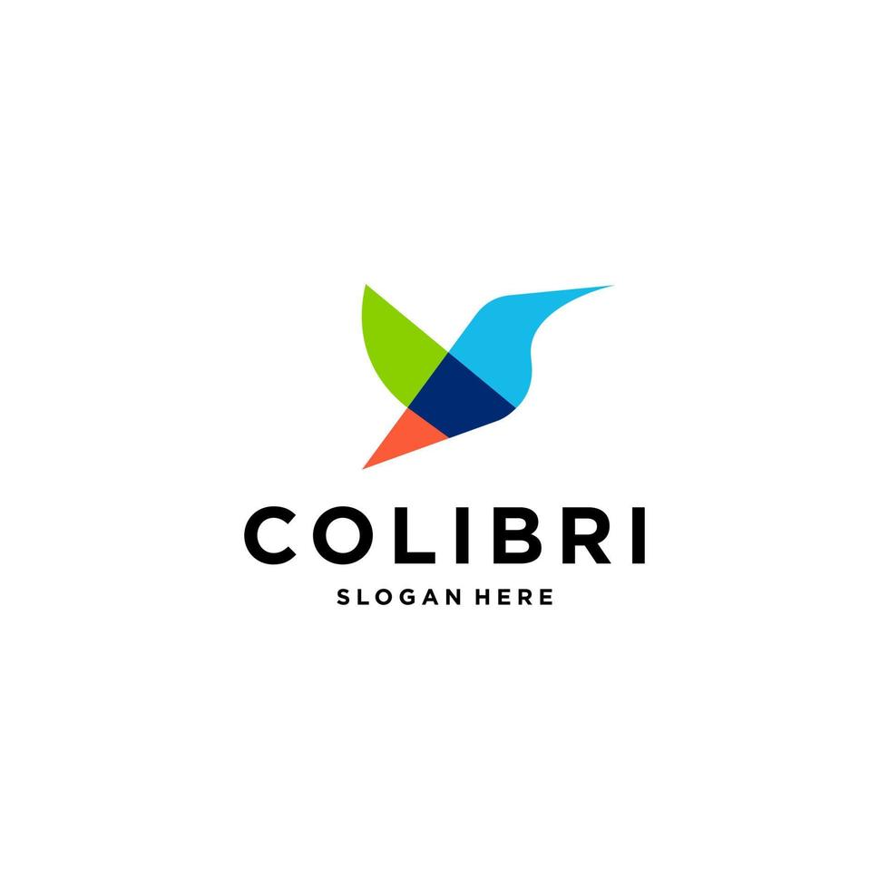kolibrie colibri vogel logo vector icoon illustratie in modieus kleurrijk meetkundig stijl