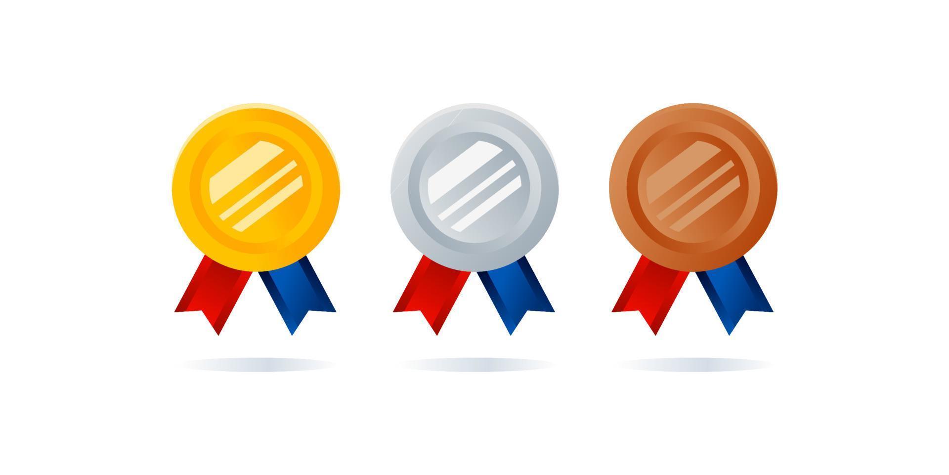 1e 2e 3e medaille eerste plaats tweede derde prijs winnaar badge garantie winnen prijs lint symbool teken pictogram logo sjabloon vector illustraties illustratie