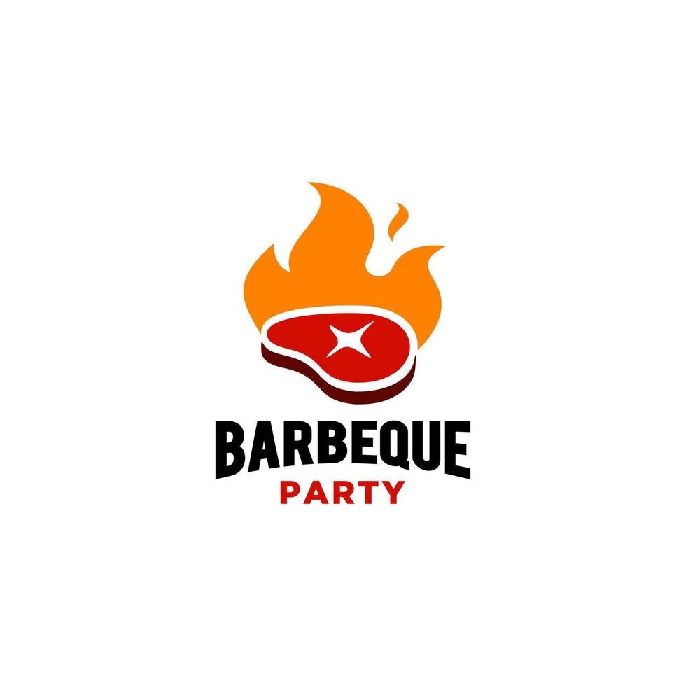 wijnoogst hipster rooster barbecue uitnodiging partij barbecue bbq met gekruiste vork spatel en brand vlam logo ontwerp vector