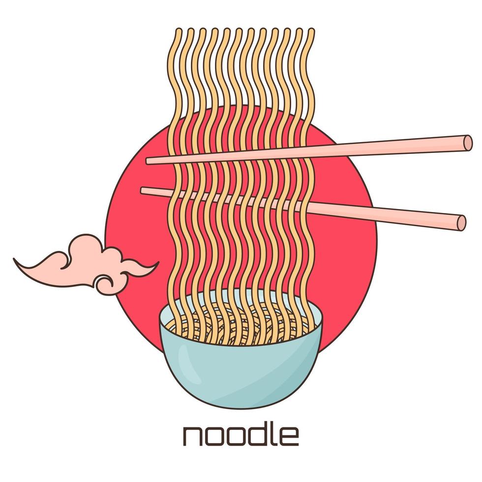 kom met ramen noodle vector