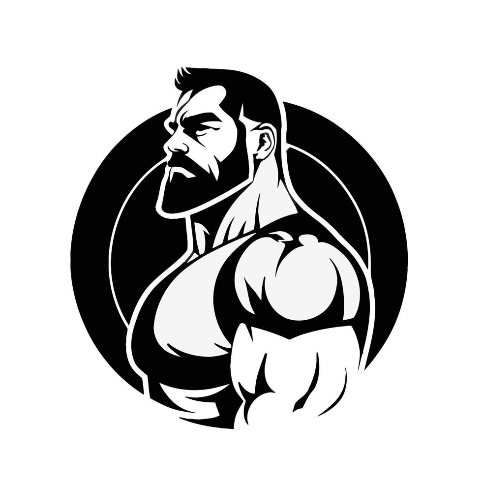 Sportschool geschiktheid club logo ontwerp, bodybuilder, vector illustratie