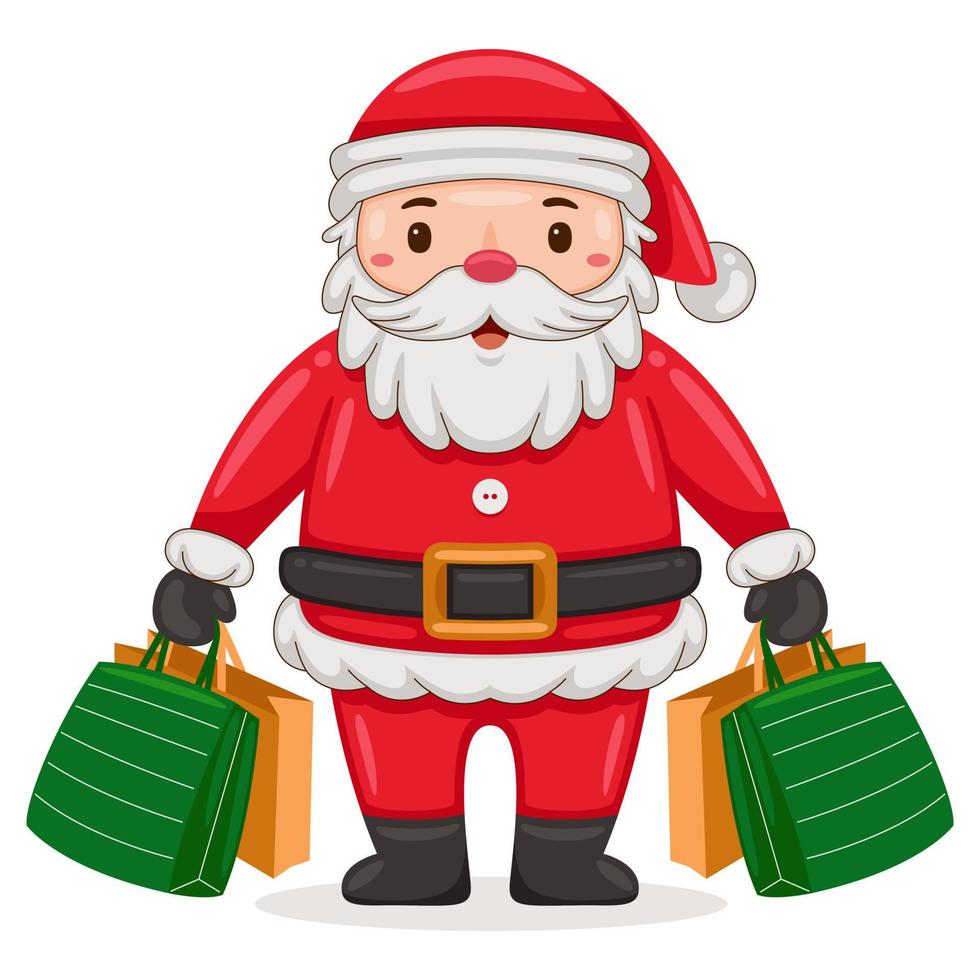 schattig de kerstman claus leveren Kerstmis geschenk in tekenfilm stijl illustratie vector