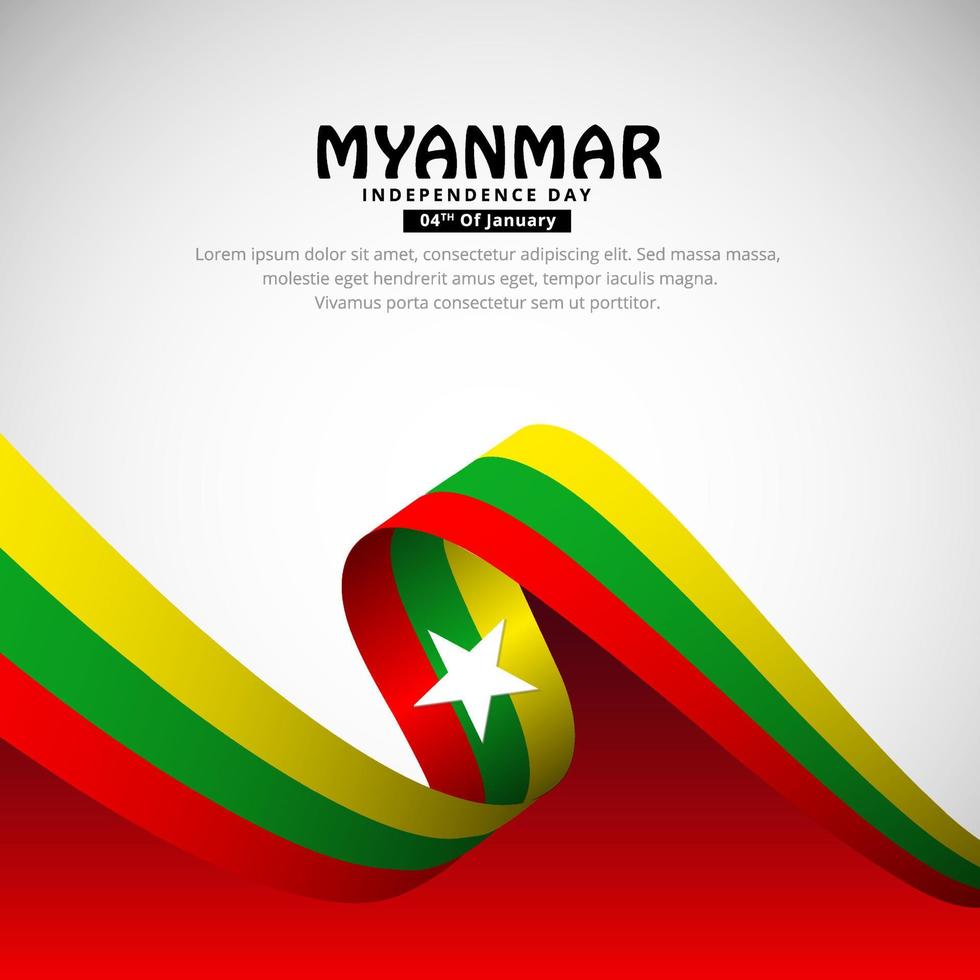 modern Myanmar onafhankelijkheid dag ontwerp achtergrond met golvend vlag vector