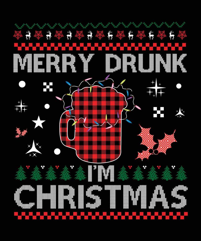 vrolijk dronken ik ben Kerstmis t-shirt ontwerp.eps vector