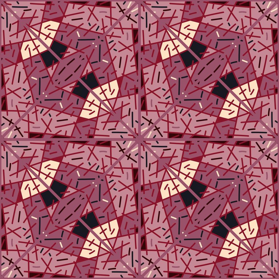 hand- getrokken tribal meetkundig tegel. wijnoogst etnisch lijn ornament. willekeurig lijnen mozaïek- naadloos patroon. vector