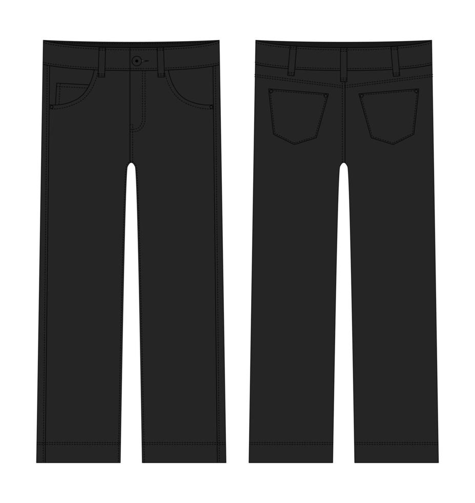 kinderen klassiek jeans technisch schetsen. zwart kleur. denim gewoontjes kleren. vector